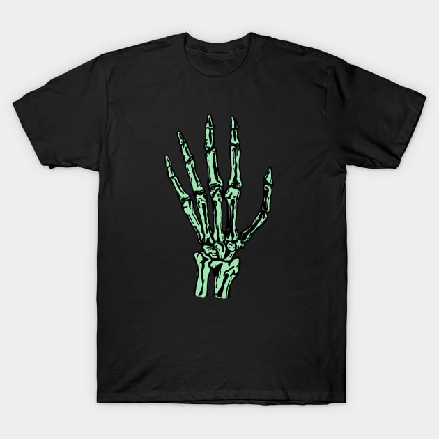 Green Skeleton Hand T-Shirt by ScribblinDiamonds